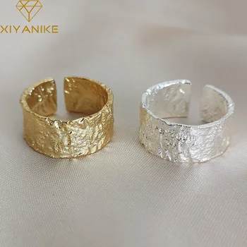 XIYANIKE Prevenire l'allergia Fedi nuziali color argento Nuovi accessori creativi geometrici fatti a mano Anillo Regali di gioielli 1