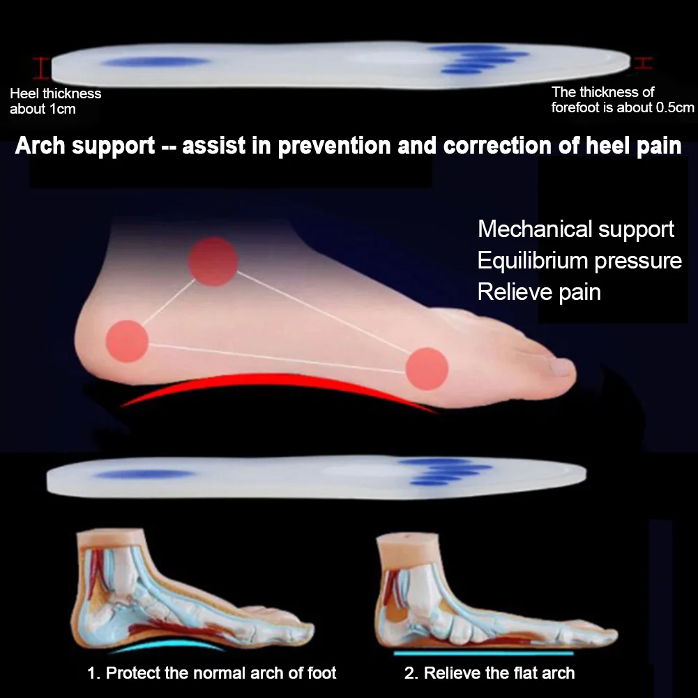 1 пара подушки Унисекс Замена ортопедические боли Нескользящие полная длина защита стопы стелька амортизация Мягкий силикон