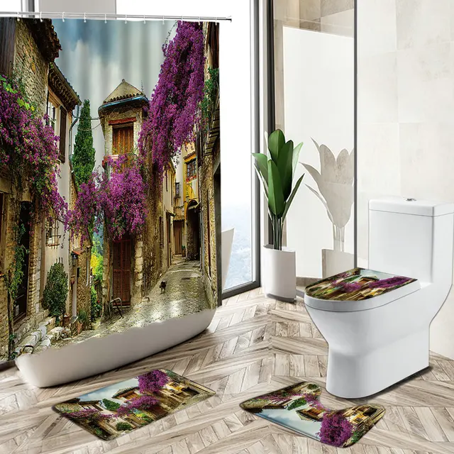 컨트리 타운 아키텍처: 편안하고 현대적인 화장실 세트