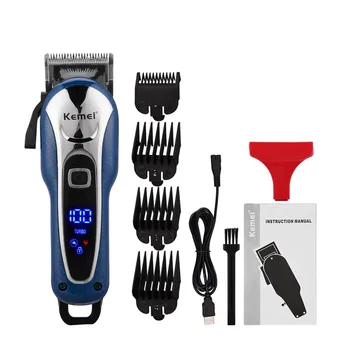 

USB Hair Clipper Titanium Ceramic Blade Barber Hair Trimmer Men Electric Beard Trimmer LCD Display Hair Cut With 4 Limit Combs