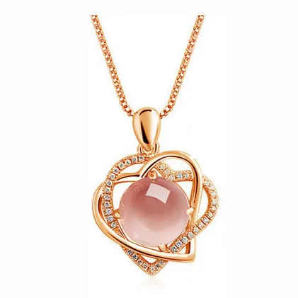 Rose Gold Chain PINK Zoeber, трендовая коробка, серебряная цепочка, колье, ожерелье s для женщин, 5 цветов, кубический цирконий, сердце, подвески, ожерелье, массивные ювелирные изделия, подарки - Окраска металла: Rose Gold Chain PINK