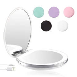 Miroir de maquillage de voyage éclairé par LED, miroir pliable à 3 gradateurs de lumière du jour, Compact et Portable, grossissement 3/10X 
