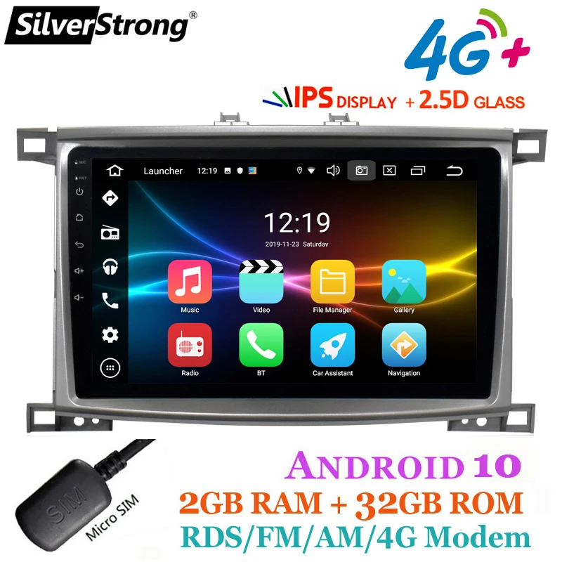 SilverStrong Android10.0 10 1 дюймов LC100 автомобильный DVD навигатор для Toyota Land Cruiser100 LX470 GPS