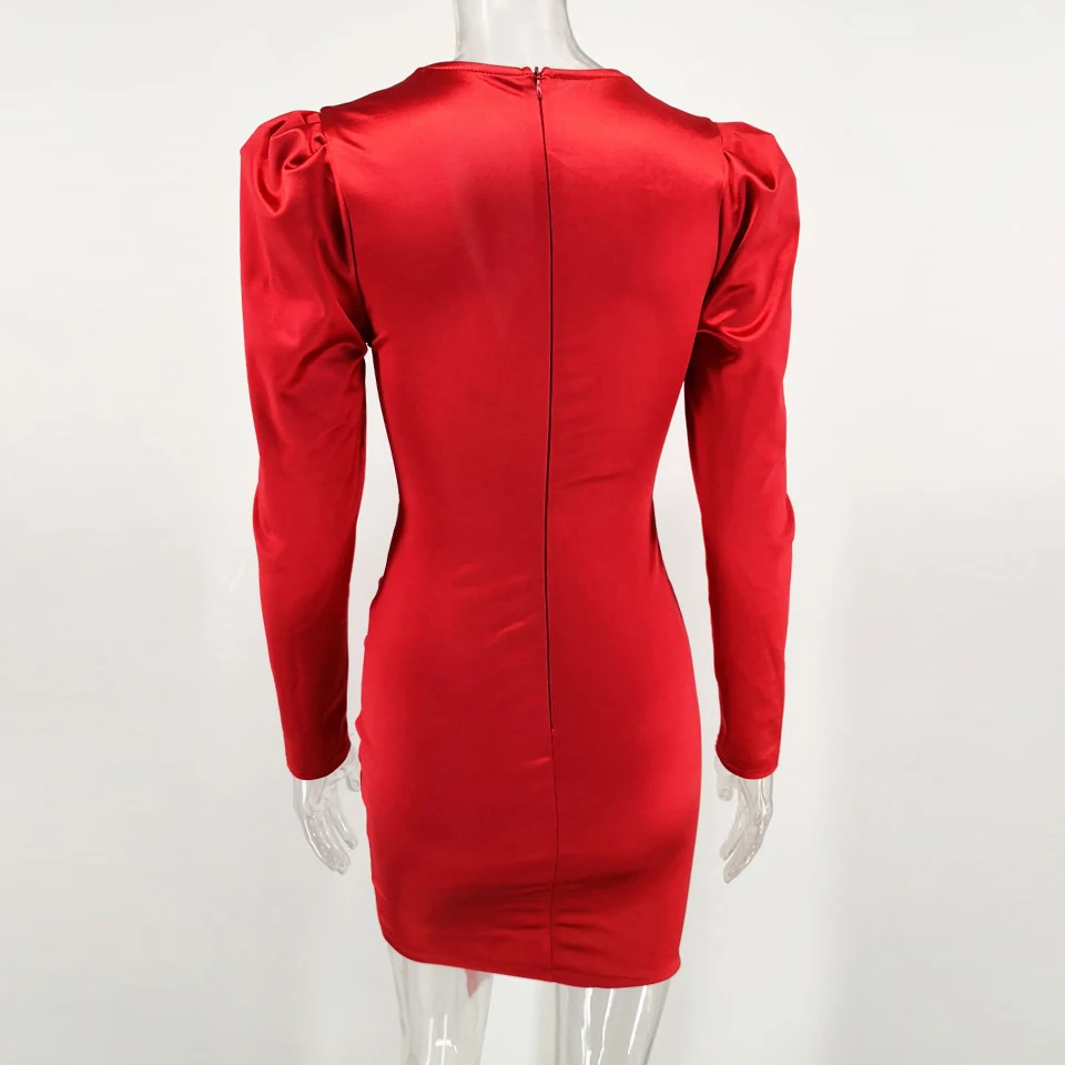 Karlofea Новое Красное Атласное мини платье с запахом женское сексуальное винтажное