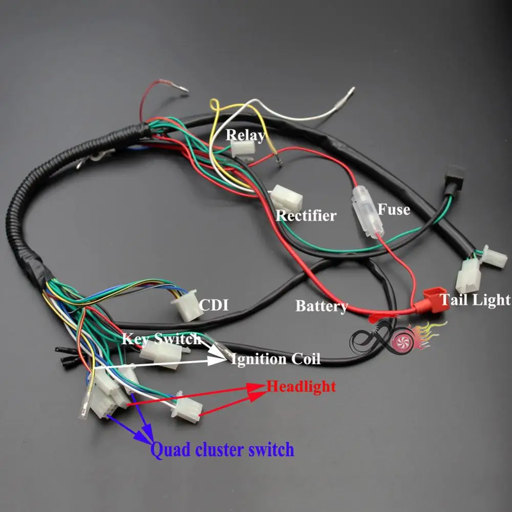 Engine Wire Wiring Harness Loom For 50cc 70cc 90cc 110cc 125cc PIT Quad  Dirt Bike ATV Buggy Go Kart Dune New Max E Moto| | - AliExpress