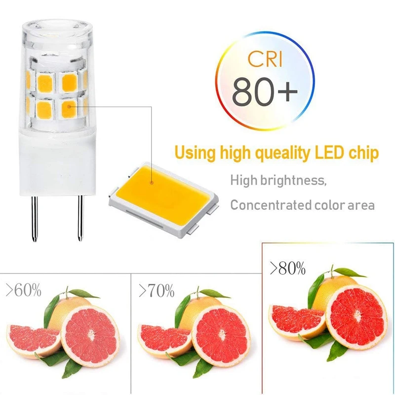 Светодиодный G8 лампочка, G8 GY8.6 Би-основа заколки светодиодный, без диммера T4 G8 база би-контактный ксенон JCD Тип светодиодный 120 в (5-Pack) (G8 3 W)