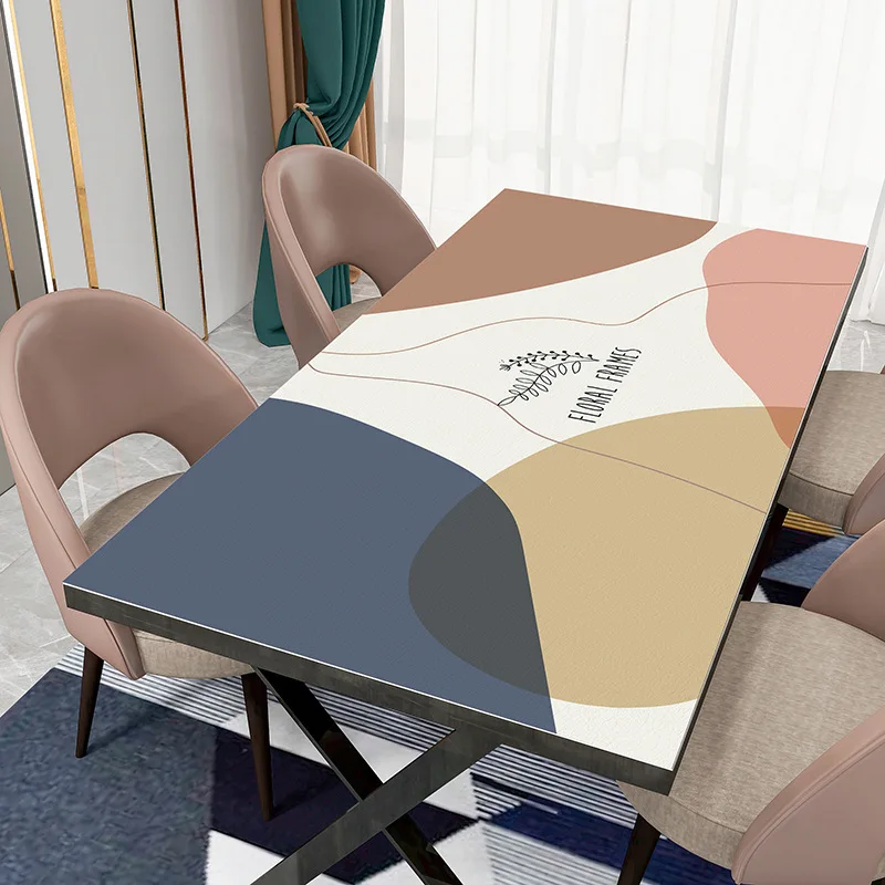 

Luxury Nordic Style Pu Leather Table Cloths Placemats Waterproof Oilproof Tablecloth Rectangular Printing Multi Colour Pu Mat