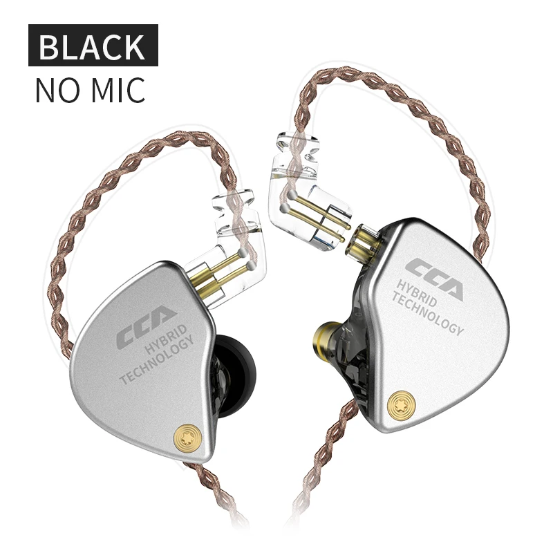 Black no Mic CCA CA4 HiFi 1BA+ 1DD 3,5 мм наушники в ухо монитор Музыка спортивные наушники сбалансированная арматурированная динамическая гарнитура с 2Pin кабелем - Цвет: Black no Mic