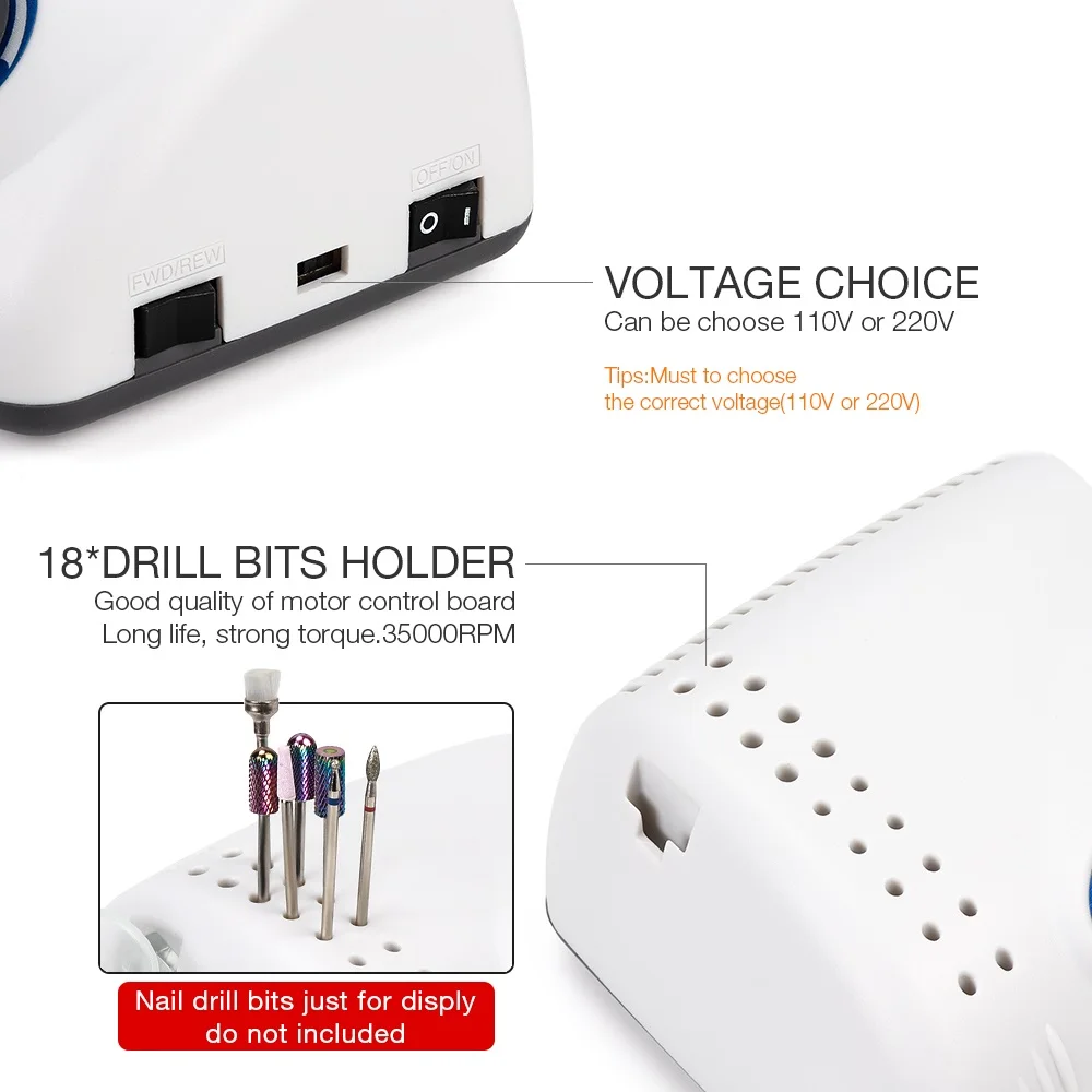 Online Starke 210 105L 65W 35000RPM Elektrische Nagel Bohrer Maschine 210 Modell Handstück Maniküre Pediküre Nagel Datei Bit Nagel kunst Ausrüstung