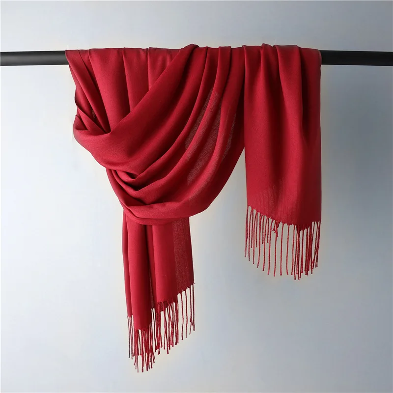 Однотонный кашемировый шарф с принтом Cachecol Foulard мужчины женщины пары хиджаб с бахромой кашемировый палантин пончо Echarpe