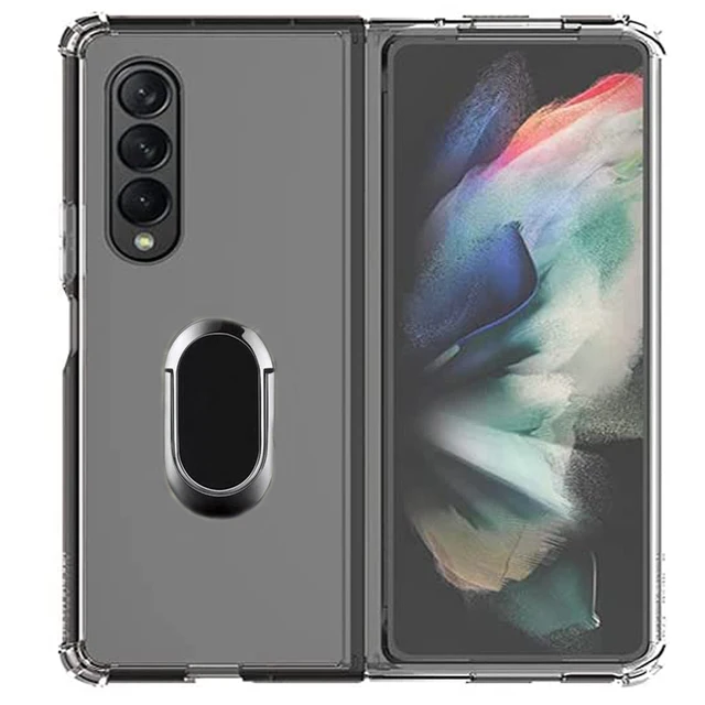 Ring Holder Case per Z Fold 3 5G Reinforced Corners Soft Airbag Shockproof C tpu