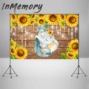 

Vinyl Background Photography for Photo Studio Sunflower Wood Photocall baby elephant Backdrops baby shower banner poster boda