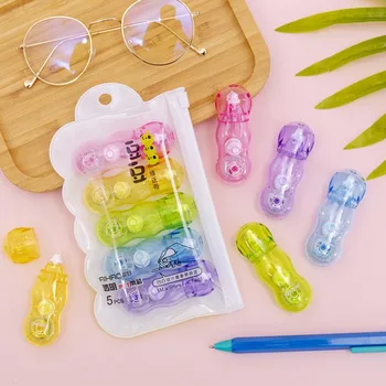 

5 Pcs/pack Kawaii Fruit Candy Color Beans Shape Transparent Correction Tapes Student Writing Corrector Tools Stationery Gifts
