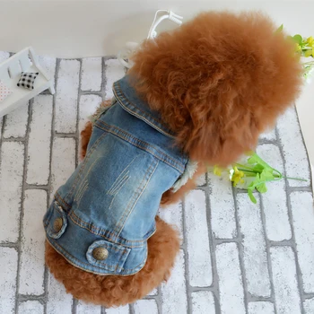

Safe Gift Dog Vest Puppy Pet Costumes Denim Cute Unisex Protective Button Soft Casual Autumn Winter