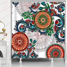

High Quality Flower Fabric Shower Curtain Mandala Plant Pattern Bath Curtains Bathroom Decor Waterproof Polyester with Hooks