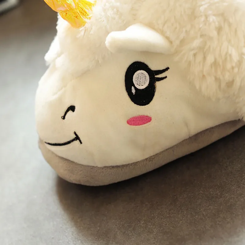 winter Unicorn Slippers Women Plush Home Shoes Soft Cute Warm Cotton Foot Warmer Size Unisex Kids Novelty Indoor Slippers