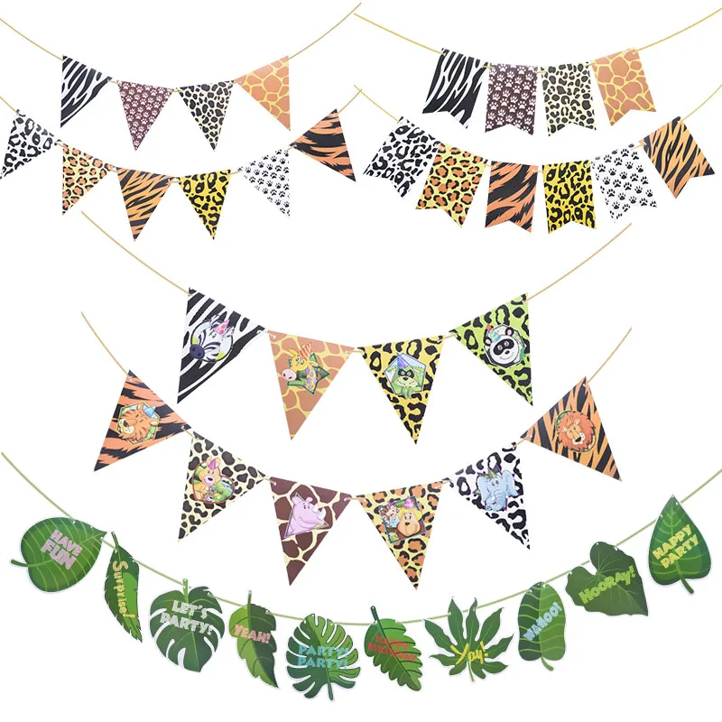 1 шт. животные Зеленый плакат с изображением леса счастливый день рождения джунгли вечерние фон для украшения детского душа тема баннер для украшения вечеринки