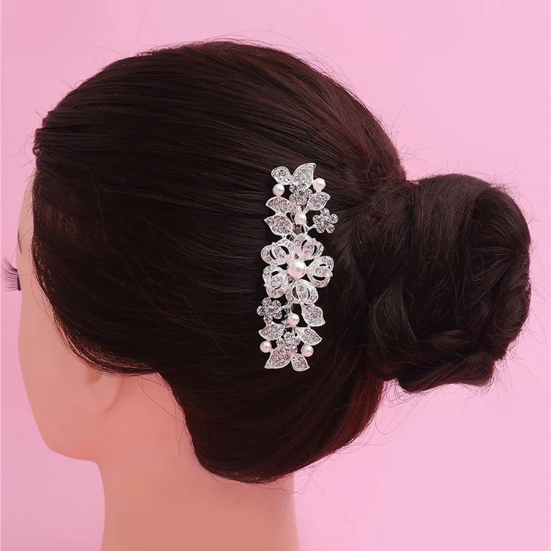 New Style Bride Comb Hair Accessories Flower Type Man-made Diamond Pearl Hair Comb Marriage Accessories Sale