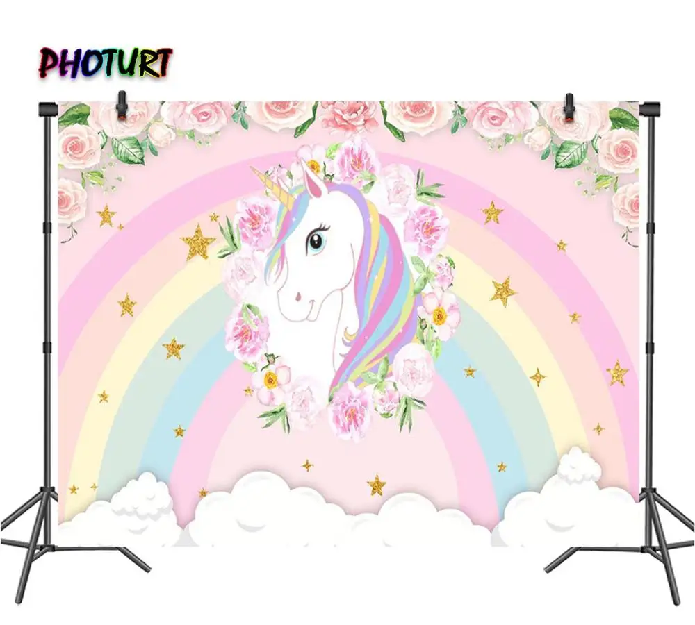 PHOTURT фон с единорогом для детей хороший подарок на день рождения украсить