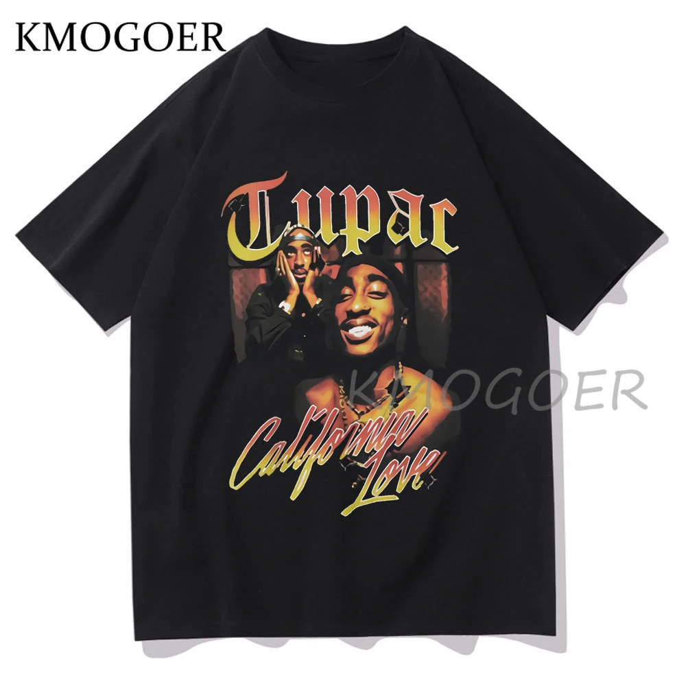 Шакура 2pac рэп футболки Harajuku с принтом короткий рукав Футболка регулярные Для