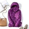 90% Ultra-light Plus Size Thin Down Jacket Women 2020 Autumn Winter Slim Short Hooded Warm White Duck Down Coat Women Outerwear 5