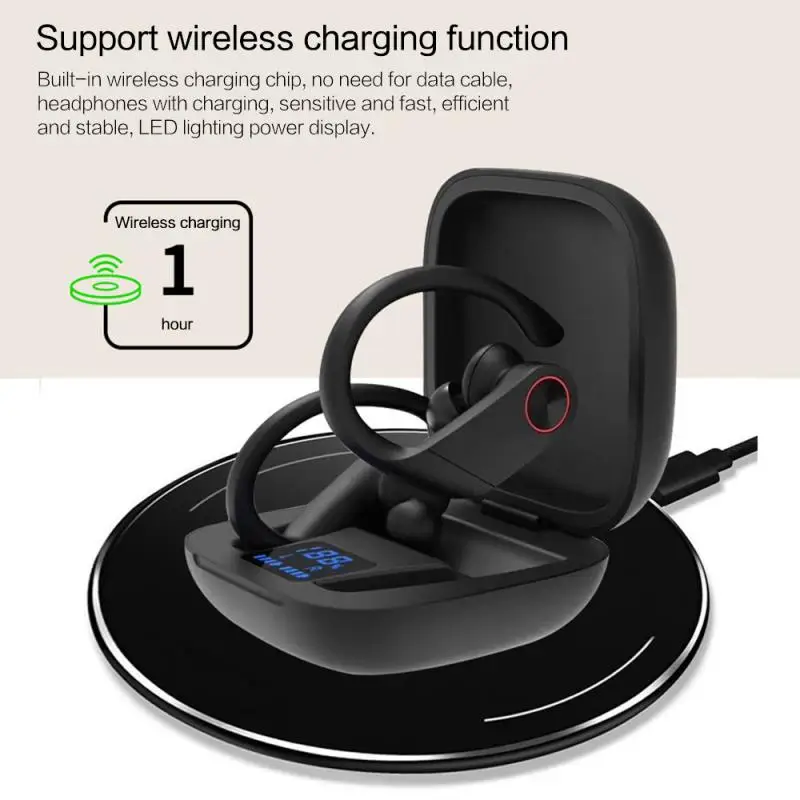 B4 TWS Bluetooth наушники с ушным крюком и HD микрофоном, стерео Спортивная гарнитура с шумоподавлением, светодиодный дисплей, беспроводные наушники