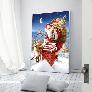 

New Style 5D Diamond Painting Full of Crystals Shaped Diamond Stick-on Crystals Painting Holiday Bedroom Santa Claus AliExpress