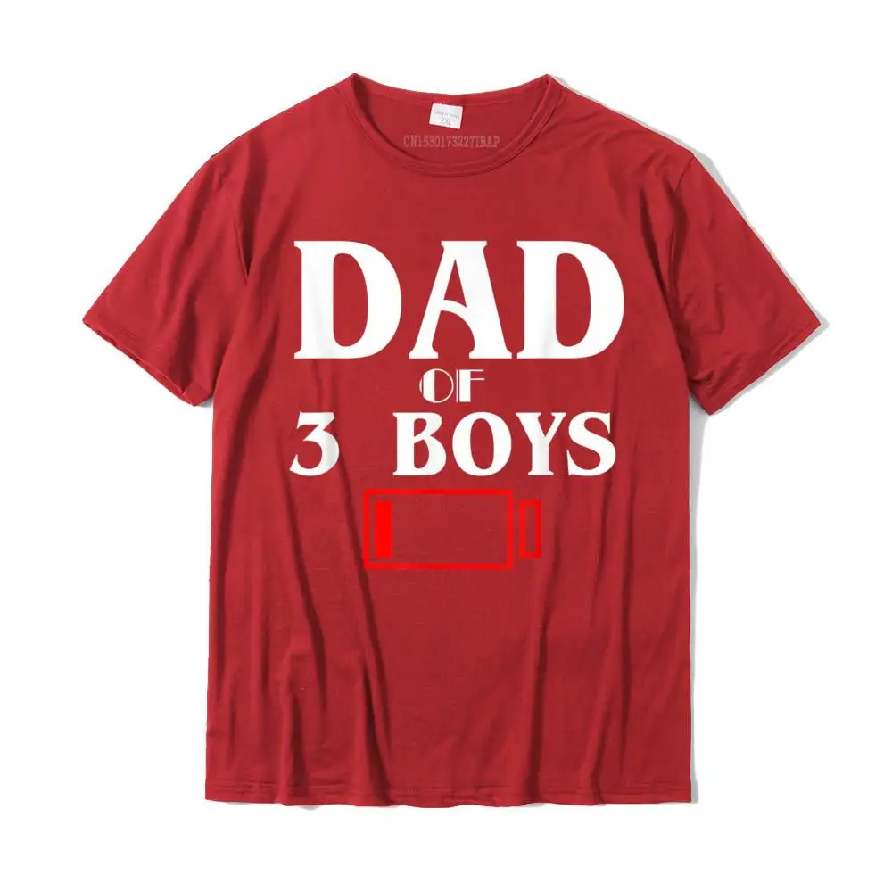 Leisure Short Sleeve Tops T Shirt Father Day Crew Neck Cotton Man T-Shirt Design Leisure Tops T Shirt Graphic Wholesale Tired Dad Of 3 Boys Funny Father Of Three Sons Gift T Shirt__MZ22764 red