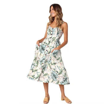 

Fashion New Women's Dress Summer Bohemian Loose Casual Long Maxi Night Party Cocktail Beach Dress Sundress