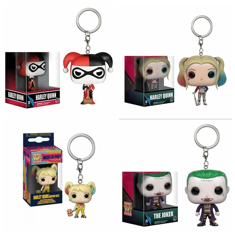 FUNKO DC Movies Suicide Squad The Joker Harley Quinn Keychain Toy Action Figure Collection Toys for Children with Retail Box | Игрушки и