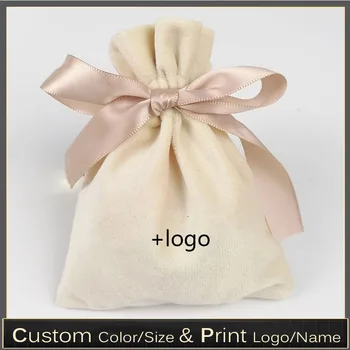 

Custom Logo Silk Velour Velvet Pouch Jewelry Small Gift Bag Perfume/Beads/Candy/Eyelash/Lipstick/Necklace Packaging Bag 50PS/lot