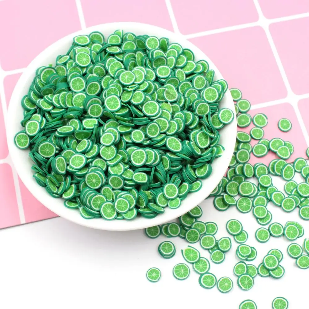 Lime 50 г Fimo Полимерная глина фруктовый ломтик Горячая глина разбрызгивает для рукоделия украшения ногтей слайм материал аксессуары для торта частицы - Цвет: Lime