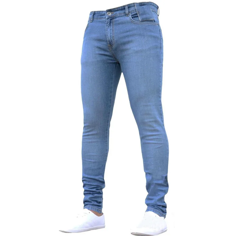Мужские брендовые обтягивающие джинсы брюки VogueTrousers джинсовые рваные джинсы Homme стрейч карандаш брюки плюс размер уличная хорошая поп - Цвет: light blue