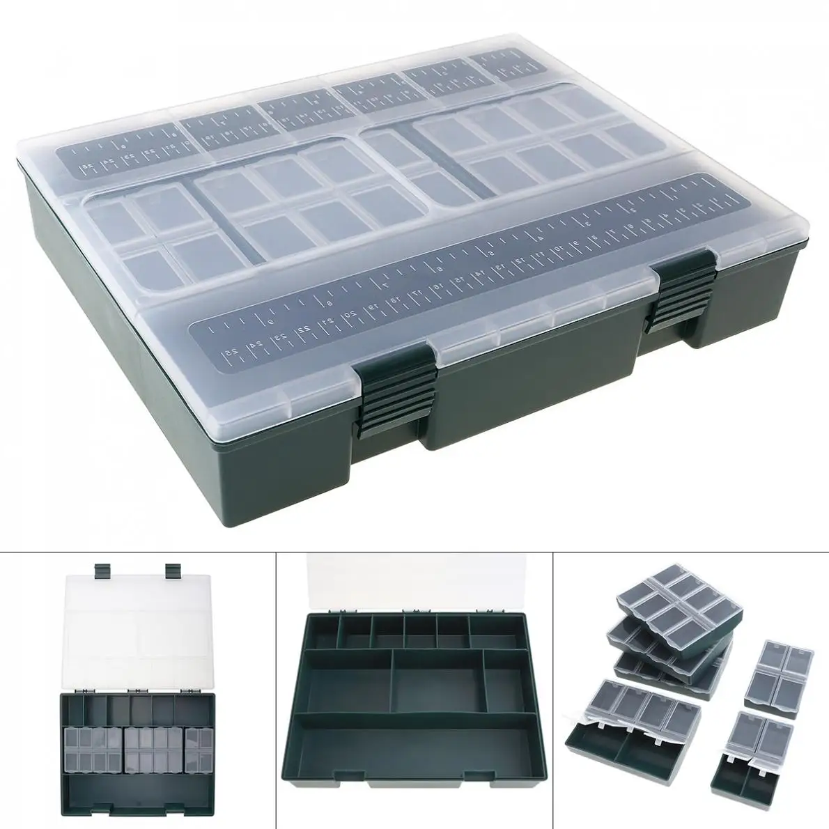 

Large Capacity Carp Fishing Tackle Box with Ruler Built-in 6 Separate Small Boxes Ideal for Athletics Leisure Carp Fishing