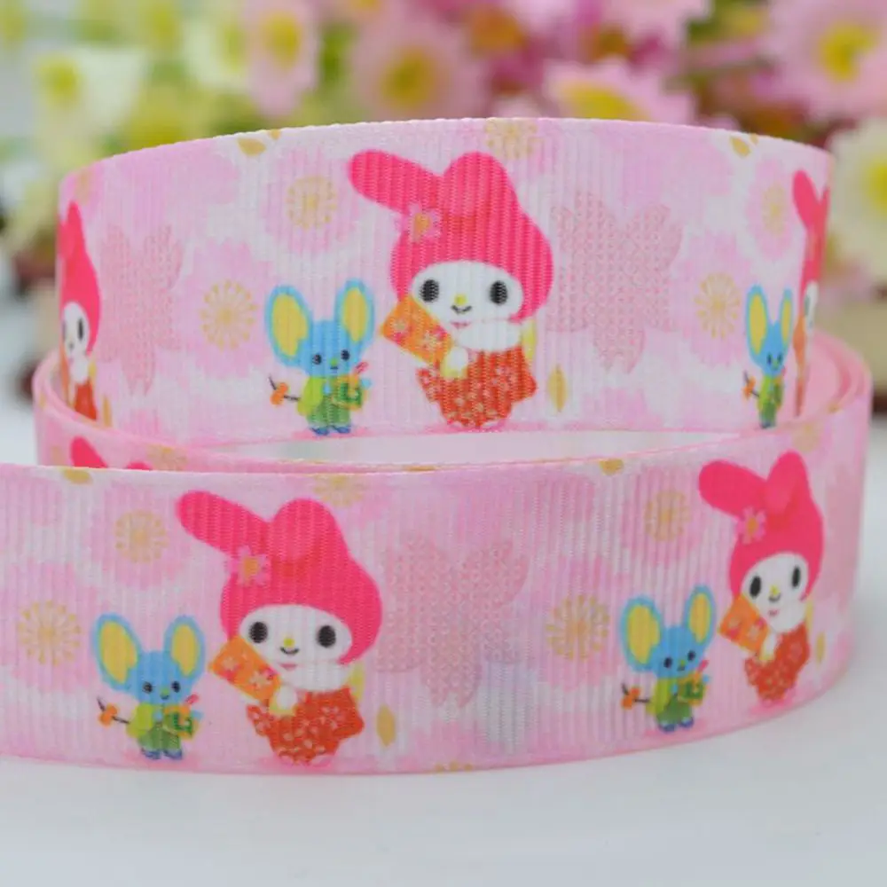 7/" 22 мм MY Melody напечатанная корсажная лента бант для волос вечерние украшения DIY ручной работы OEM 50YD - Цвет: Синий
