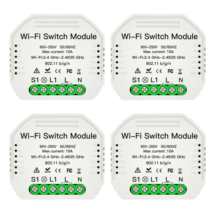 4 Pcs Wi-Fi модуль переключателя скрытого типа 10А переключатель голосового управления интеллектуальное включение/выключение DIY модуль переключателя поддержка для Smartlife/Tuya APP - Цвет: 4 Pcs