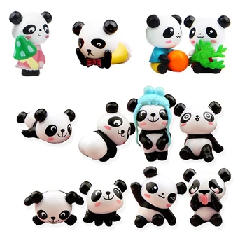 

12 PCS Cute Pandas Toy Figurines Toy Cake Decoration Suitable for Cake Decoration or Cupcake Decoration Birthday Cake Decoration