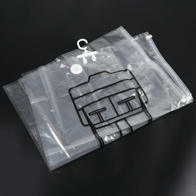 Can Hang Vacuum Bag for Clothes Foldable Transparent Border Compression Organizer Pouch Sealed Storage Bags Save Space