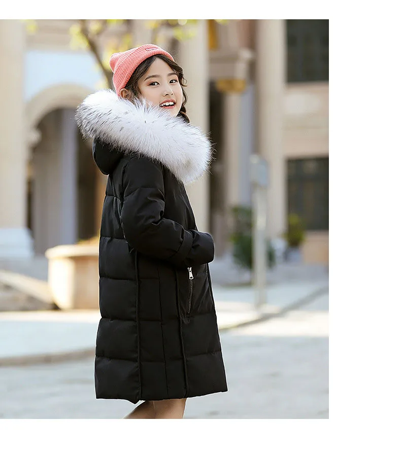 Christmas Teens Girls Down Jacket Winter Long Jackets Children Outerwear White Duck Down Warm Winter Jacket For Girls Fur Hooded (5)