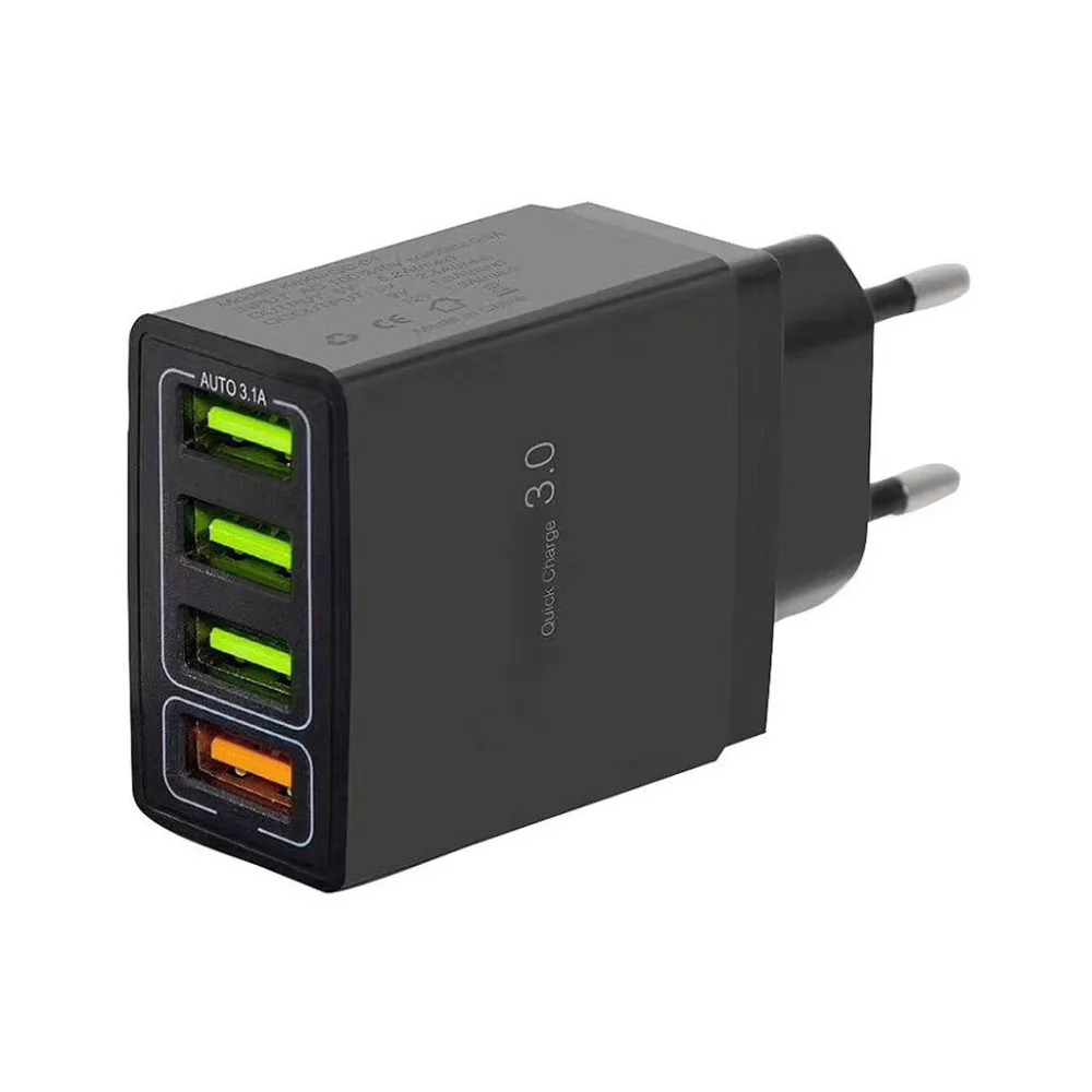4USB настенное зарядное устройство QC3.0 быстрое зарядное устройство для телефона с европейской вилкой QM Быстрая зарядка 5В 2,4 А