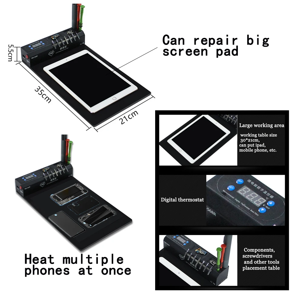 

TBK 568R pad Tablet phone lcd Separator and heating Machine for OCA de-glue and lcd Screen repair with tools placement table