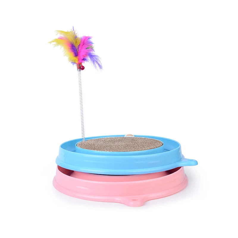 

Pets Interactive Toys Cats Turntable Pet Intellectual Track feather Tower Funny Cat Toy Plate