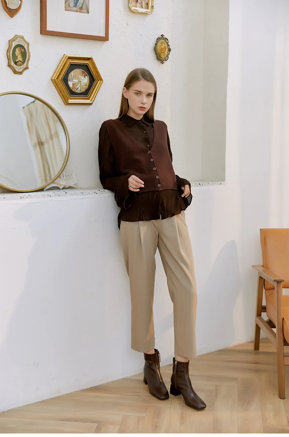 [DEAT] High Waist Pocket Pleated Ankle-Length Trousers New Loose Fit Harem Pants Women Fashion Tide Spring Autumn 13E200