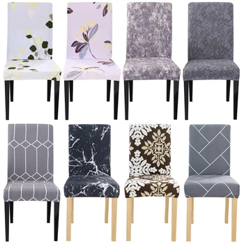 

1pc Geometric Printed Chair Cover Stretch Elastic Slipcovers Removable Chair Covers For Weddings Banquet Hotel Restaurant