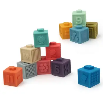 

12pcs Cute Baby Toy Soft Building Blocks 3D Touch Hand Balls Baby Massage Rubber Teethers Squeeze Toy Bath Toys for Baby