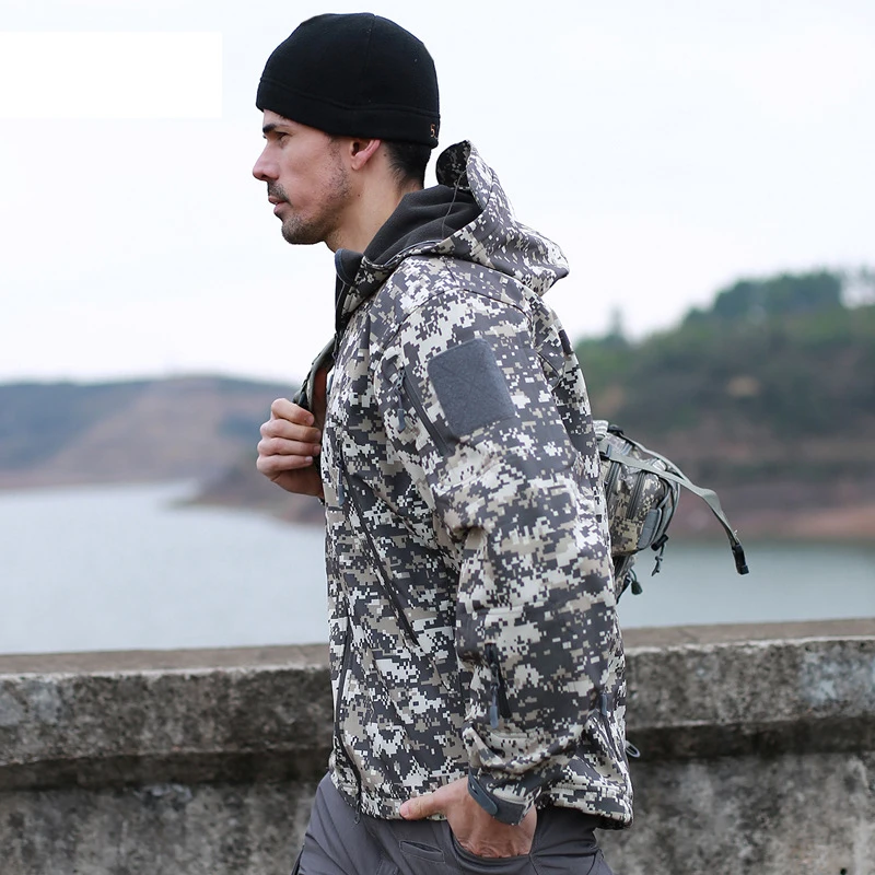 Мужская зимняя тактическая флисовая армейская куртка военная Ветровка из кожи