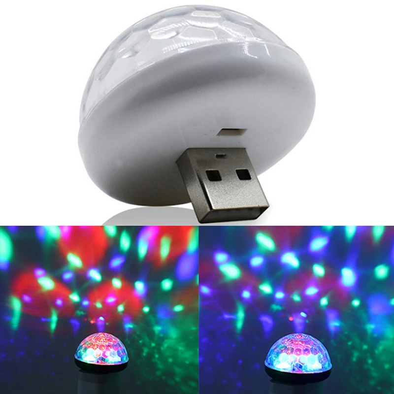 1 шт., Автомобильный USB RGB мини интерьерный неоновый светильник, цветной, музыкальный, светодиодный, декоративный светильник, случайный цвет