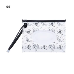 Cartoon Eco-Friendly Reusable Wet Wipes Bag with Snap Strap - Portable Cleaning Case (Style 1-6)