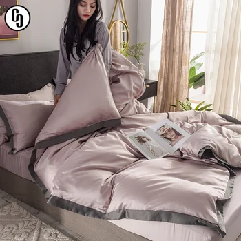 

GXC Luxury Soft 100% Silk Healthy For Skin Bedding Set Duvet Cover Set Silky Pillowcase Queen King Flat Sheet Bed Set
