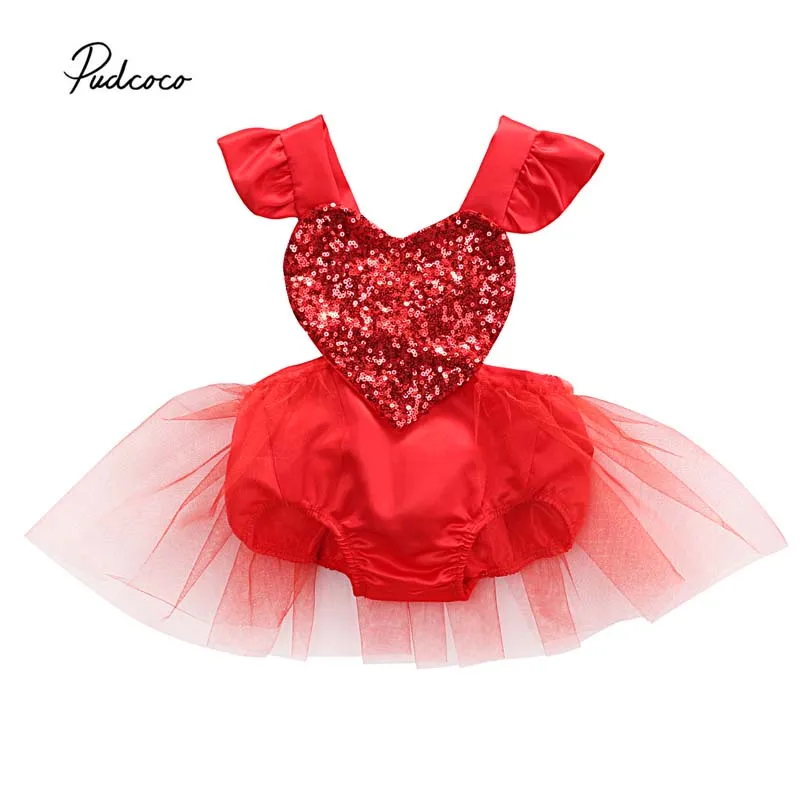 

2020 Summer Toddler Baby Girls 0-3Y Romper Short Petal Sleeve Sequined Solid Backless Belt Lace Romper Princess Dress